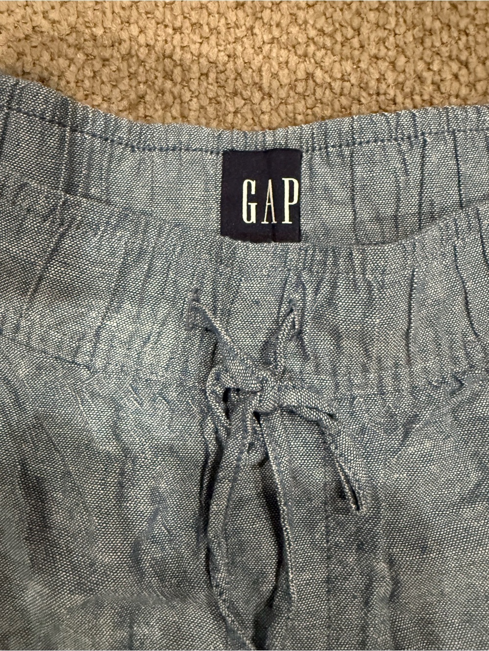 GAP Linen Blend Chambray Drawstring Shorts Women's Medium Blue Casual - Picture 3 of 6